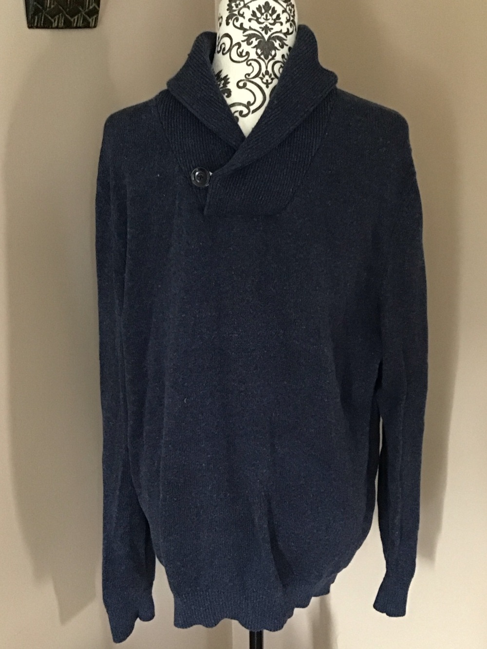 Mens cowl neck pullover long sleeve sweater